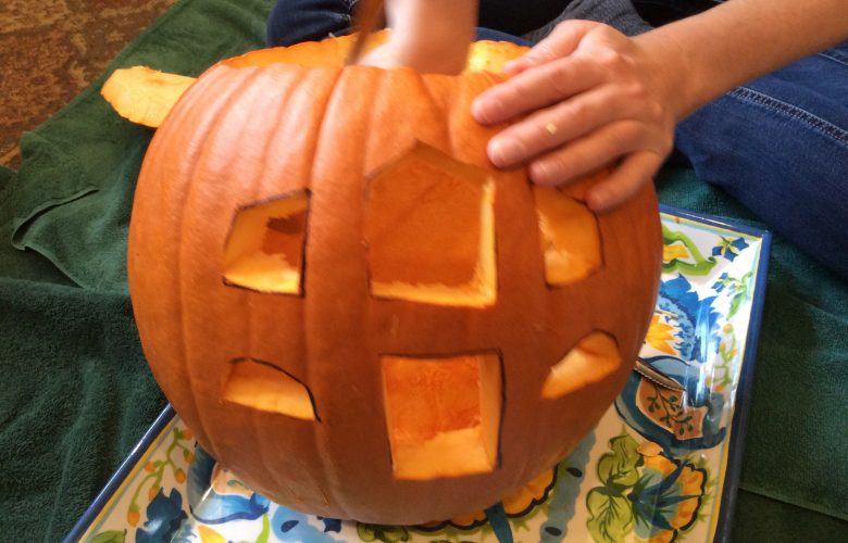 Pumpkin with Windows and Top Cut Out